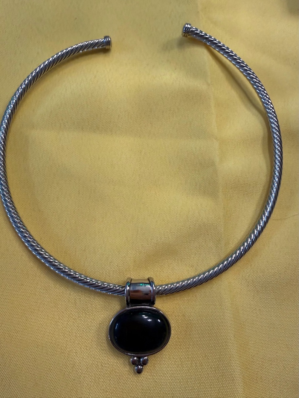 Park Lane Black Pendant Silver Cable Collar Necklace